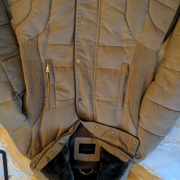 Zara Tan Puffer with Faux Fur Neck - Picture 7 of 7